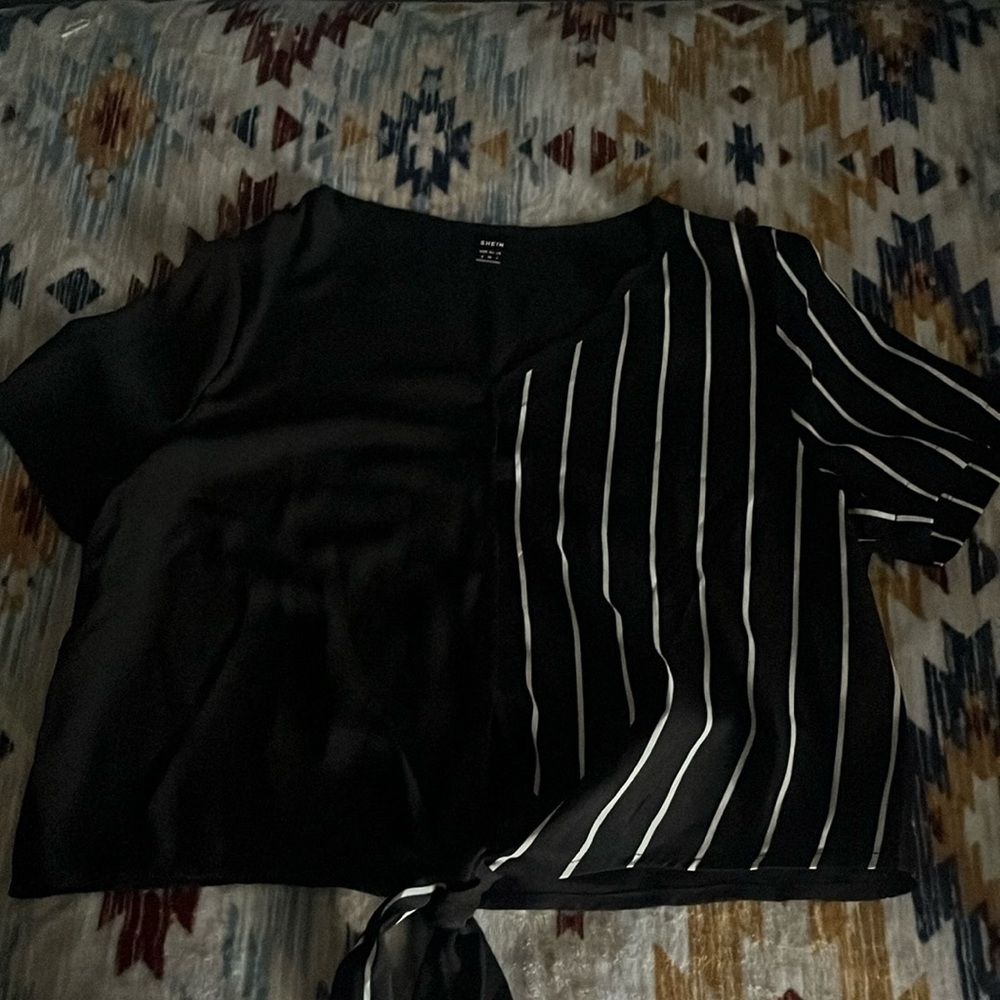 Striped black in white blouse